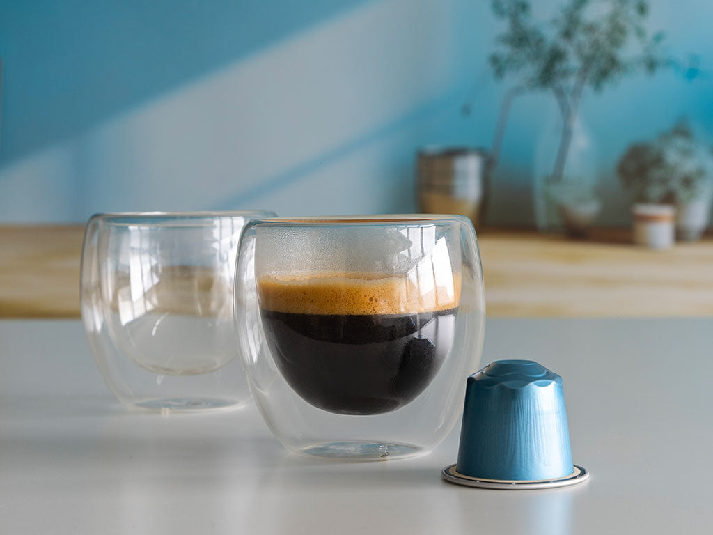 Ensemble de 2 tasses à café en verre design à double paroi avec